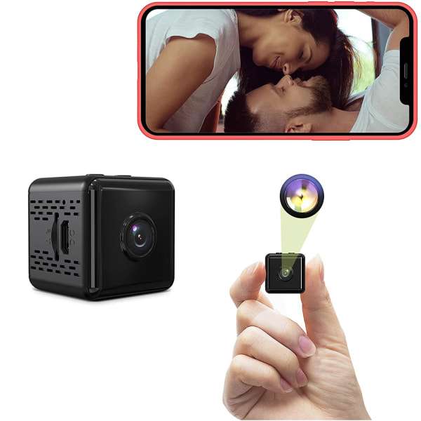 1 st minsta kamera WiFi, 1080P trådlös HD-kamera Videokamera övervakningskamera med mörkerseende, rörelsedetektering, molnlagring, fjärrkontroll Black