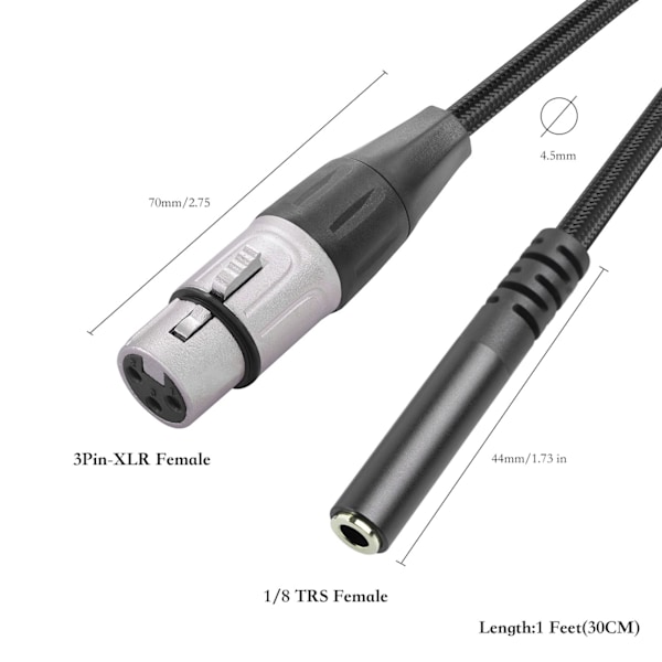 1/8 tum till XLR Hona Kabel Balanserad 3.5mm Hona Stereo Mini Jack till XLR Hona Adapter Kabel Mikrofon Ljudkabel