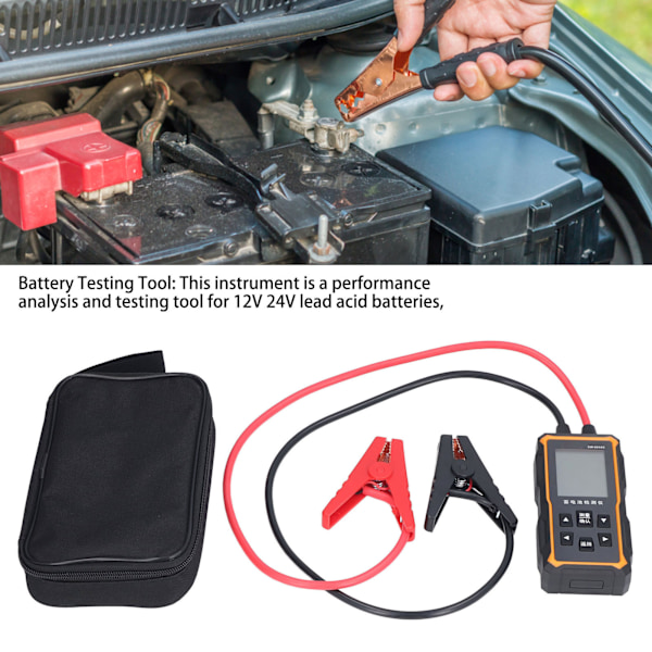 Batteritester Stor skærm LCD Digital display Sort/hvid skærm Batterilevetid Universal tester 12V 24V Batteritester