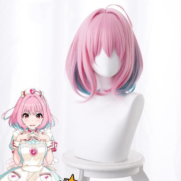 30 cm/12 tommer middels lange rette parykker for menn (rosa), CJY