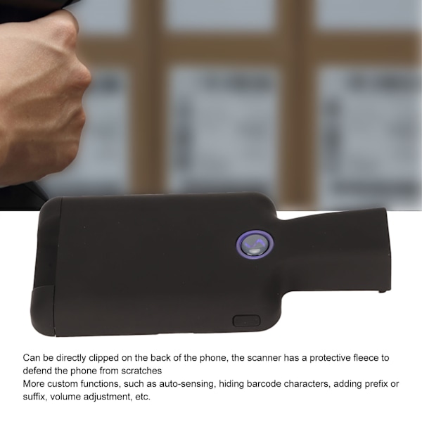 Bluetooth Barcode Scanner med Ryggklämma 1D 2D QR 2.4G Trådlös Handhållen Barcode Scanner för Mobiltelefon för IOS för Android