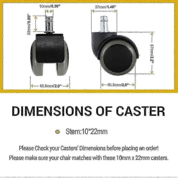 Replacement Wheels for IKEA Office Chairs 5-Pack 10mm x 22mm Silent Rolling Caster Set Universal Heavy Duty Swivel Casters
