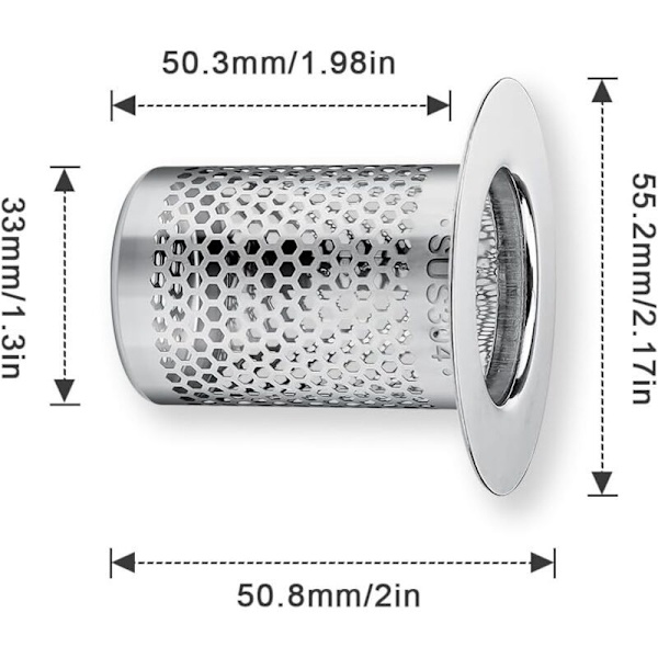 Hårfilter til bruser, 3 stk. brusehårfilter i rustfrit stål, 5,5 × 5 cm køkkenvaskfilter til balkon, køkkener