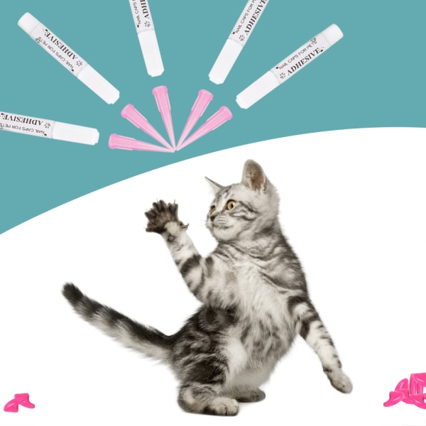100 kpl Kestävä Pet Cat Pehmeä PVC Nail Cover Paw Claw Cap Wrap hoitotarvike (Rose Red XS)