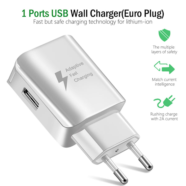Adaptiv Snabbladdare Väggladdare AFC Sidoport USB Adapter QC Snabbladdare