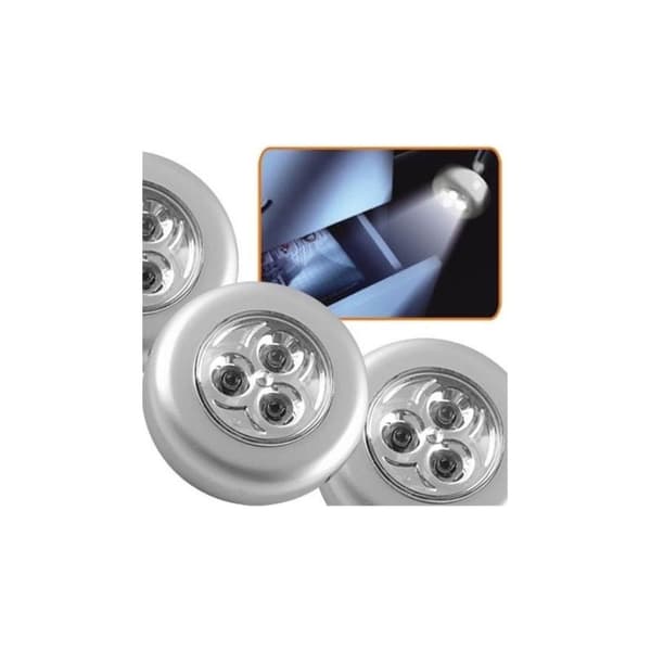 Sett med 3 LED-lys med lim for skap med 68 mm diameter, batterier inkludert
