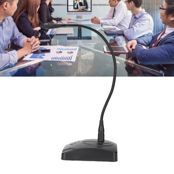 Gooseneck Trådbunden Mikrofon Justerbar Svart Skrivbordsmötesmikrofon med XLR till 6,35 mm Kabel för Sändningsinspelning