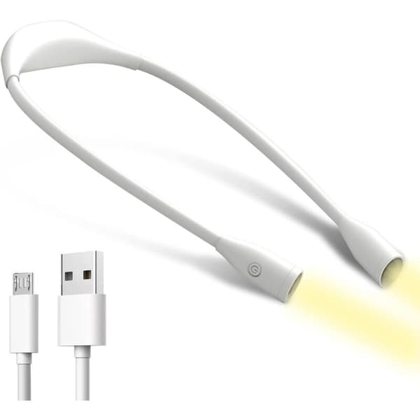 Neck Reading Light, Book Light, Rechargeable LED Reading Lamp, Adjustable Arm Light for Reading in 3 Colors.
