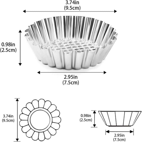 20 pakker cupcakeforme, 3,8 tommer rustfrit stål mini tærte tartlet cupcake kage muffinsform bageform bageværktøj