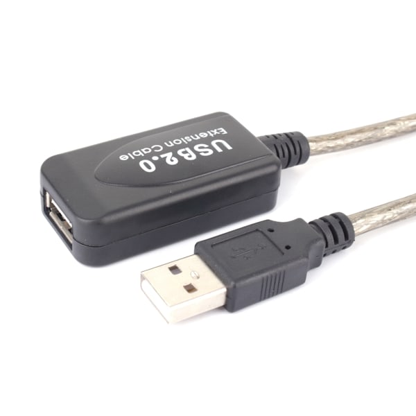 15M USB 2.0 Typ A Hane till Hona Förlängningskabel Svart