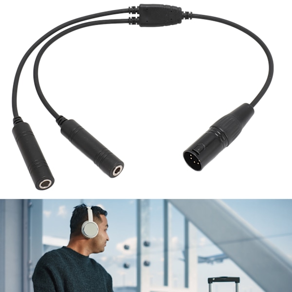 Flyghörlursadapter Professionell GA Dubbelkontakt till för Airbus 5-Pin XLR Hörlursadapter för De Flesta Flyghörlurar
