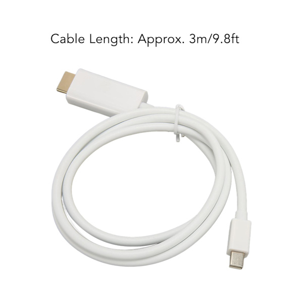 Mini DisplayPort till HD Multimedia Interface Adapter Professionell Hane till Hane Mini DisplayPort Adapterkabel för Monitor Projektor Vit 3m/9.8ft