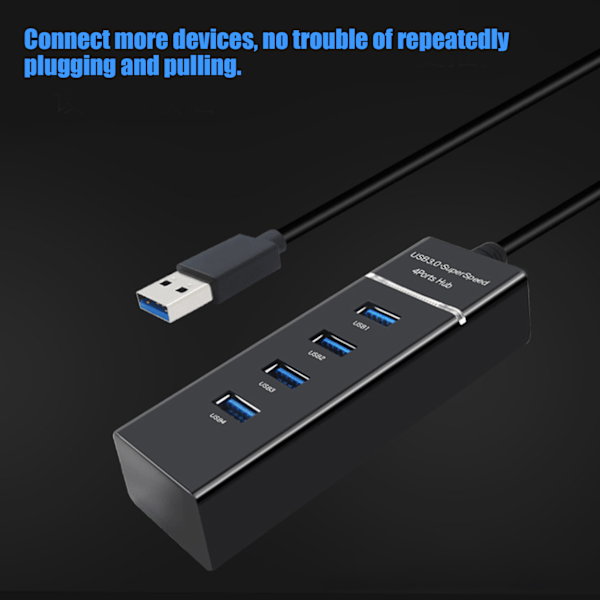 USB 3.0 HUB 4 Portar Höghastighets Slimmad Lättviktig Hot Plug USB-splitter för Windows / OS X / Linux