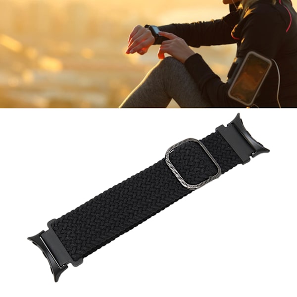 Flätad vävd klockarmband i flera färger, justerbar storlek, ersättningsarmband för Pixel Watch, svart