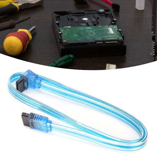 Sata-kabel 3.0 SolidState Transparent Blå Seriell Port Datakabel för PC Datortransmission (1 Rak 1 Vinkel)