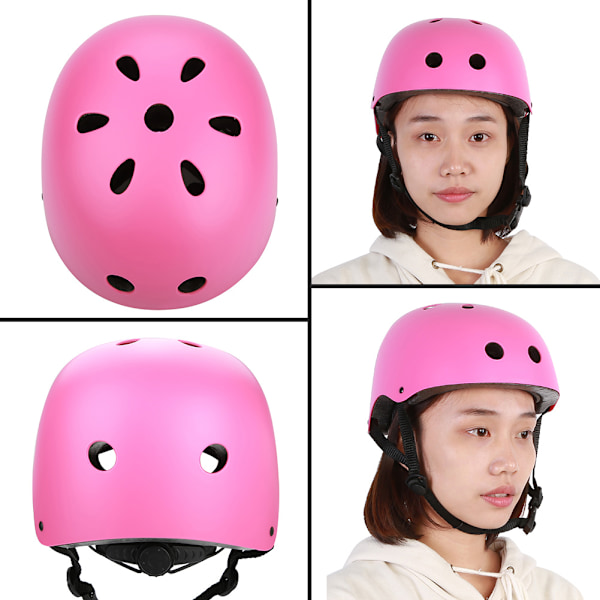 Hjälm Justerbar Rem Huvudskyddsutrustning Utomhus Klättring Drifting Utrustning (Rosa-L)