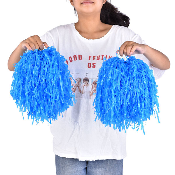 1 Pair Cheerleader Aerobics Pom Poms Pompoms for Dance Party School Sports Competition (Blue)