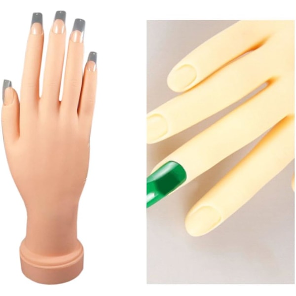 Manikyr Träningshand, Övningshand för Akrylnaglar, Flexibla Rörliga Falska Händer, Simulering av Riktiga Händer för Nagelkonstdesign, Återanvändbar och