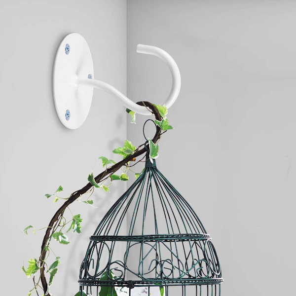 Loftkroge til ophængning af planter - Metalplantebeslag Jernvægmonterede lanterner Ophæng til ophængning af fuglefoder, lanterner, vindklokker, plantekasser, White