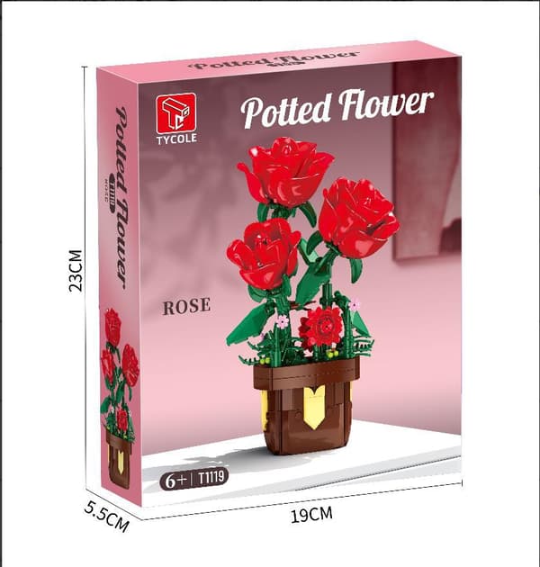 Simulering byggeklods blomsterpotte serie pædagogisk samlelegetøj ornamenter 3