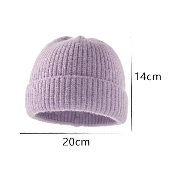 Baby höst vinter varm stickad mössa, barn enfärgad akrylfiber ullmössa[TT]