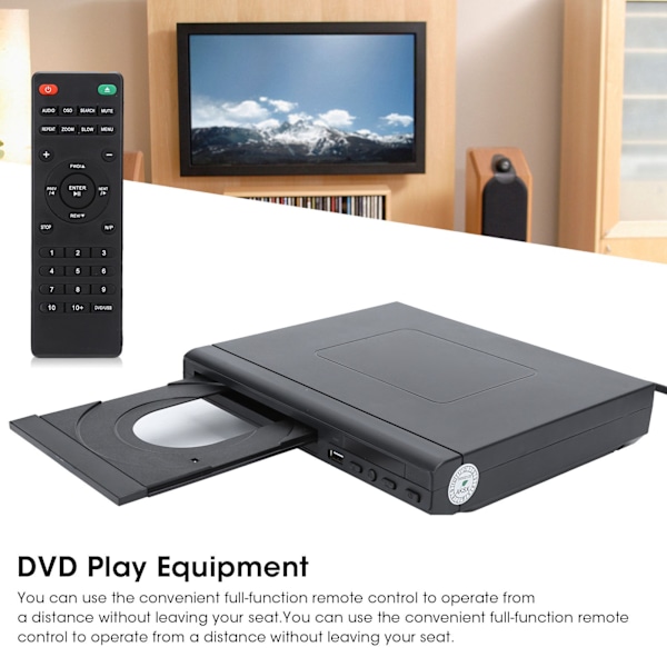 DVD-spelare för hushållsbruk Hemmabio och videoutrustning USB-gränssnitt Svart US 100‑240V