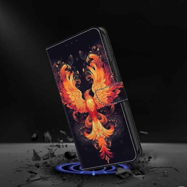 Wallet Case for Samsung Galaxy A16 5G 4G with Stand and Pattern Print in PU Leather Flame Bird