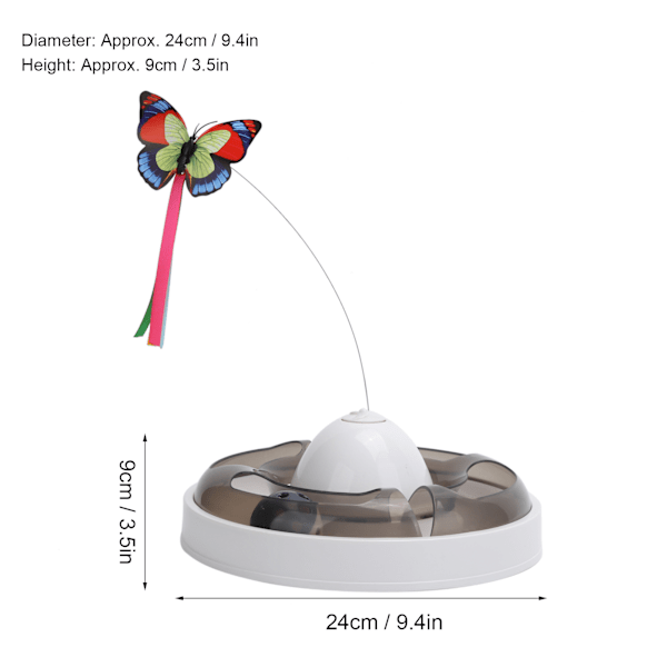Elektrisk katteleke interaktiv morsom katte erte leker med 2 roterende sommerfugler