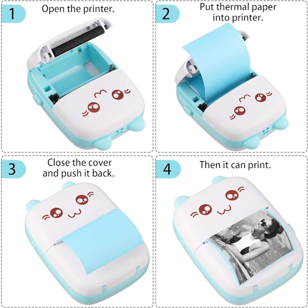 Mini thermal tasku kannettava tulostin Langaton POS thermal Kuva Kuva Tulostin Muistio Tarra Kuitti Paperi Thermal 6 Blue