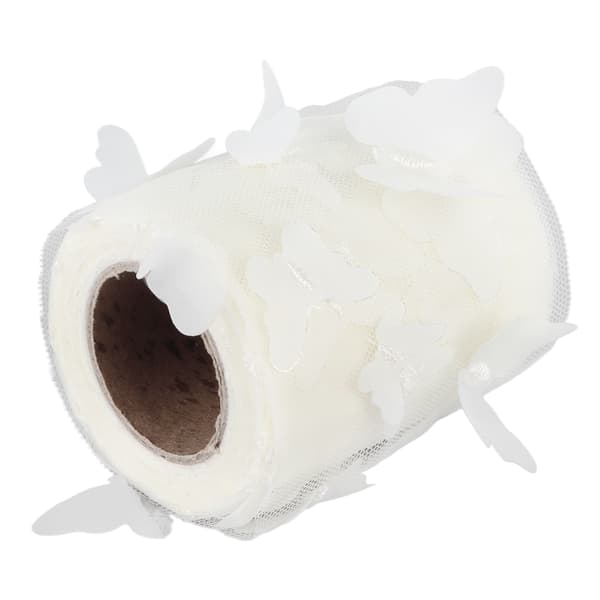Tyllrullesøm Fargerik nettinggarnrull DIY hårtilbehør Materiale stropp Tyllrull Off White