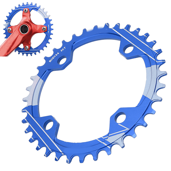 Lebycle 36T Mountain Bike Chain Wheel Wearproof 104BCD Positive and Negative Tooth Disc ChainringBlue