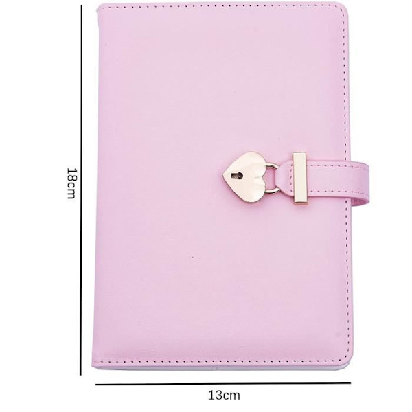 Personal Diary - Secret Diary with Heart Lock and Key - Pink - PU Leather Notebook