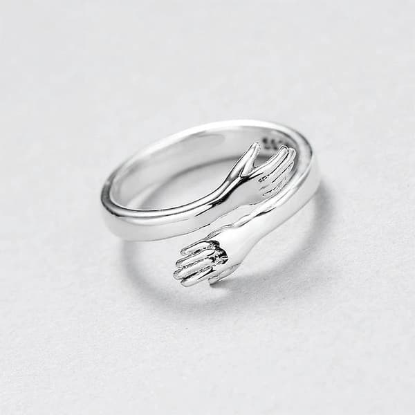 Sterling Sølv Ring Justerbar Parring til Mænd Kvinder Piger Gave 2pcs