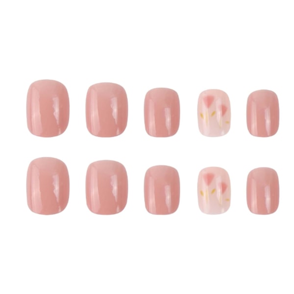 Floral Manicure Elegance, Glansiga Rosa Självhäftande Naglar, Eleganta Nageldekorationer Med Robusta & Hållbara ABS-Material, Perfekt För Kvinnors Speciella Tillfällen