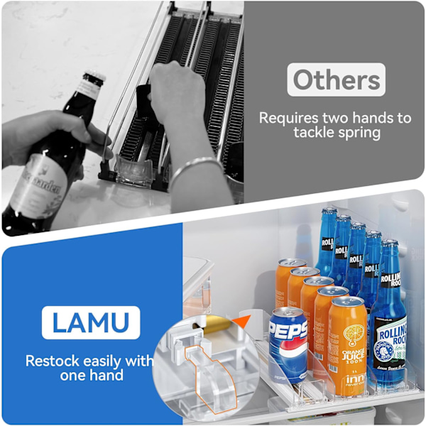 Jääkaapin organizer - [Stabilize-Speed ​​Damper] Automaattinen Pusher Glide sooda CAN Organizer jääkaappiin 14,96"D,