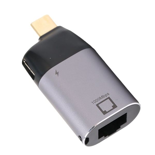 USBC till RJ45 Adapter Aluminiumlegering Hane till Hona PD3.0 Ethernet Laddarkonverterare