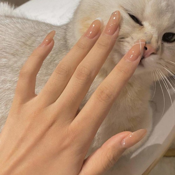 Snabb Stiluppgradering, Salong Rosa Glitter Mandelformade Press On-Naglar, Fransk Manikyr Akryl Konstgjorda Naglar För Enkel Applicering Och Present
