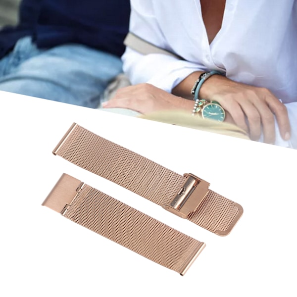 Mesh Stainless Steel Watch Strap Woven Watchband Replacement Accessory for Men Women Rose Gold 0.87in