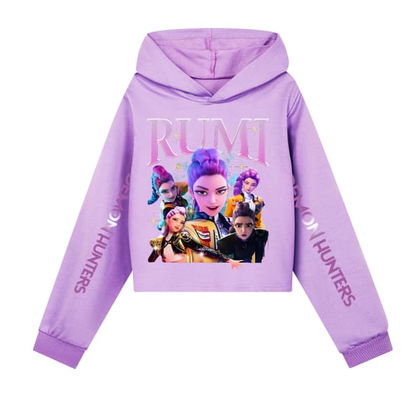 Jenter KPOP Demon Hunters Hettegenser Barn HUNTRX Genser Genser Pullover Jumper Topp lilla lilla 140