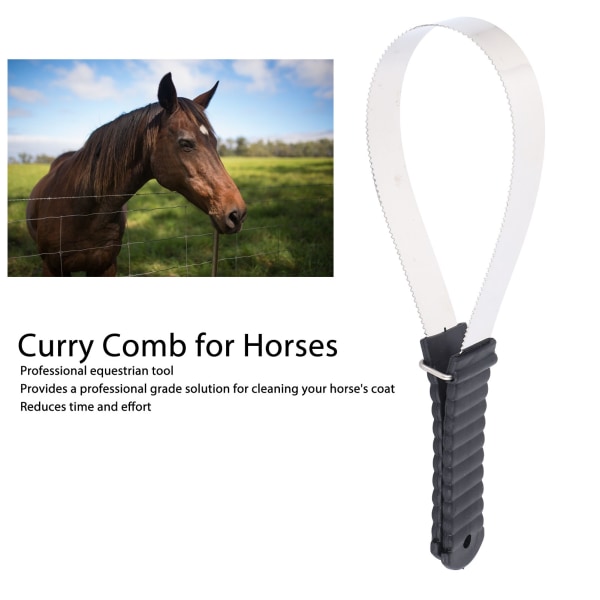 Horse Curry Comb Professional ruostumattomasta teräksestä valmistettu turvakaavin hevosen karvojen puhdistukseen