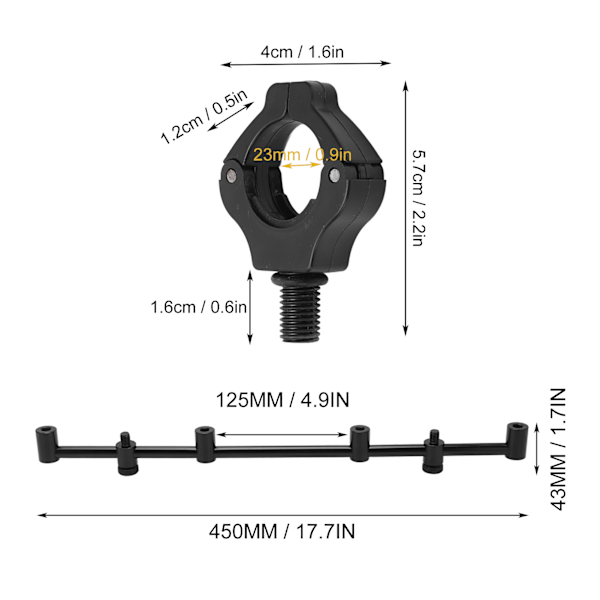 Karpin kalastusvapapidiketeline Karpin kalastus Buzz Bars Musta magneettinen pidikepää (4 päätä 45 cm pidike 4 päätä)