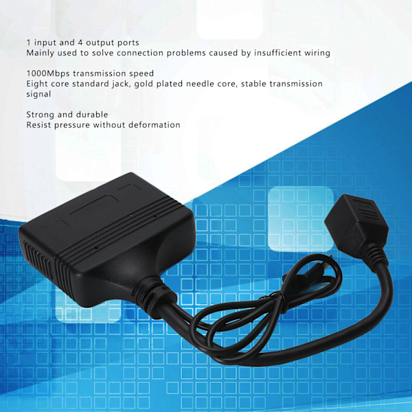 1 till 4 Ut Gigabit Ethernet Splitter 1000Mbps RJ45 Nätverks LAN Adapter Stabil Prestanda för Cat8 Cat7 Cat6 Cat5 Cat5e