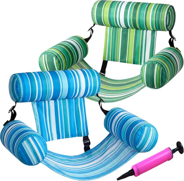 2-pak oppustelige poolflydestole - Flydende vandstole til voksne, perfekte til pool, strand, sø og sommerleg Stil4 multicolor