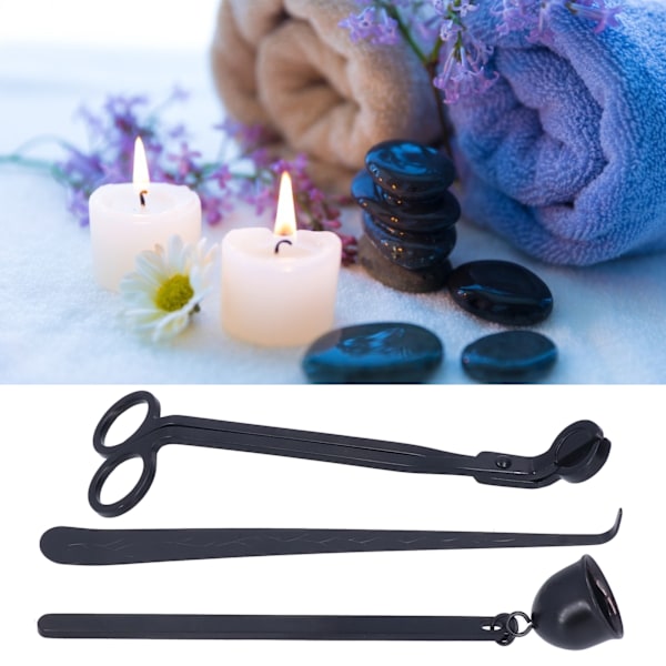 Home Candle Wick Trimmer Set Exquisite Elegance Tray Design Complete Tools 3 in 1 Candle Snuffer Set for Candle Lovers