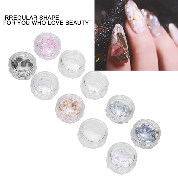 10 stk. Neglekunst Krystal DIY Manicure Hvid Krystal Farverig 3D Negle Glitter Dekoration