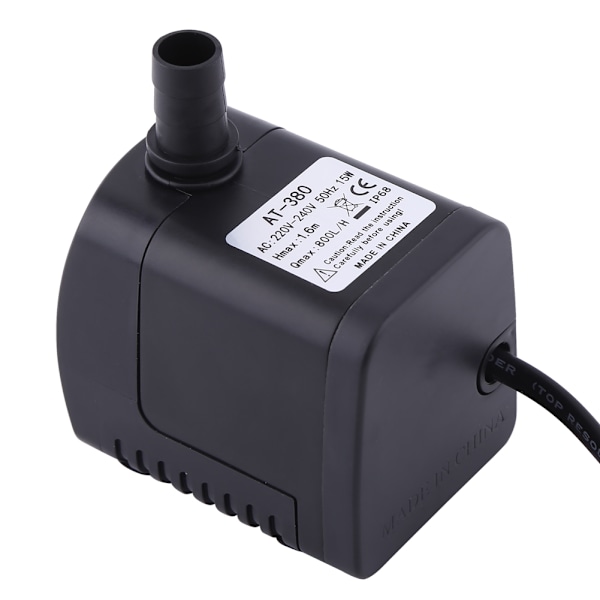 1 stk. Plast 220V 15W 800L/H Springvand Luft Fisktank Akvarium Vand Nedsænkelig Pumpe Sort