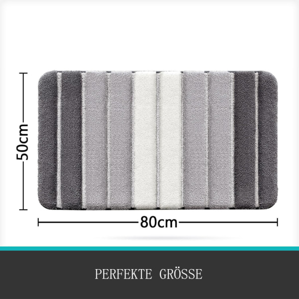 1stk grå sklisikre gulvmatte 40*60cm stripete gradient farge color-ash 50*80cm