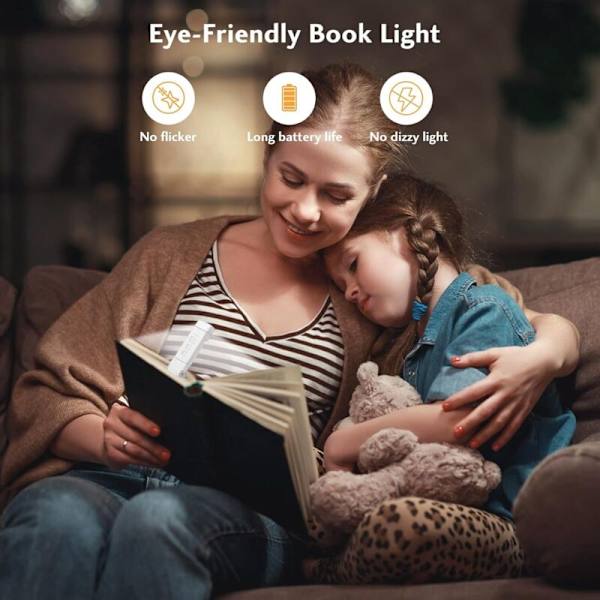 Reading Lamp, USB Rechargeable E-reader, 3 Modes, 5 Adjustable Brightness Levels, 500mAh Foldable Mini Clip for Reading Books
