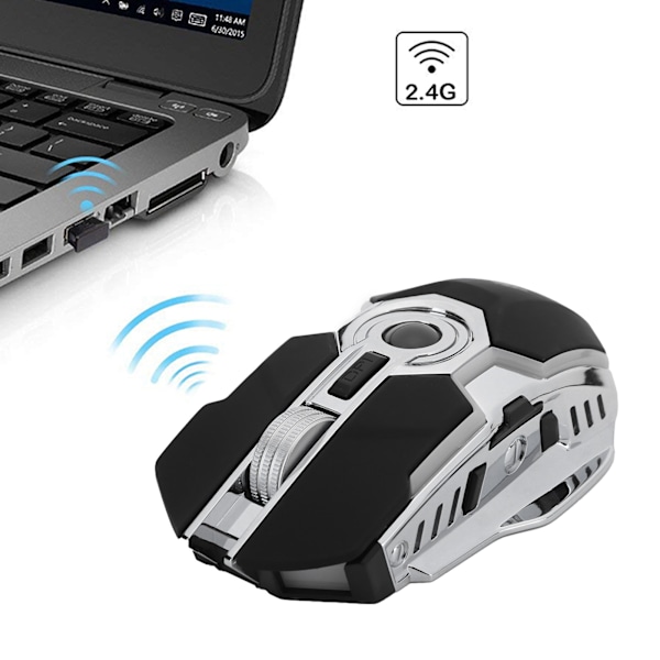 Datormus Gaming Trådlös Tyst Uppladdningsbar USB-möss Surfing Gamer för PC Laptop