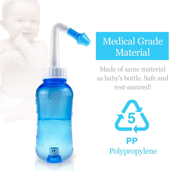 Transparent Neti Pot för Sinuslindring, Professionell Design BPA-fri Trycksköljning, Lättanvänt Nässköljningssystem, Ger Lindring från Nästäppa